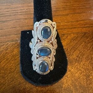 Stunning Sterling Silver Blue Labradorite Multi-stone Ring